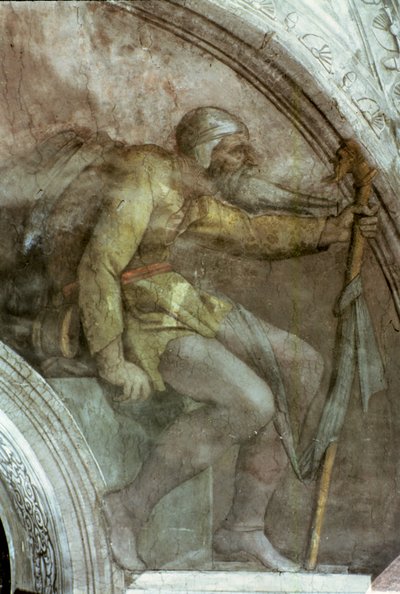 Plafond van de Sixtijnse Kapel: Een van de voorouders van God door Michelangelo Buonarroti